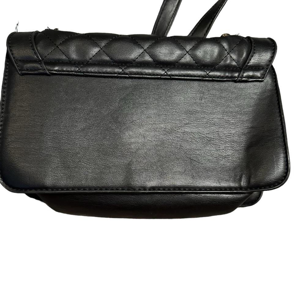 Badgley Mischka Black Quilted Crossbody Bag Gold Chain - Picture 7 of 11
